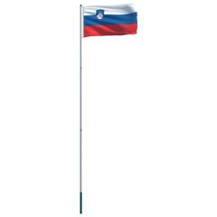 vidaXL Slovēnijas karogs un karoga masts, alumīnijs, 6 m cena un informācija | Karogi un aksesuāri | 220.lv