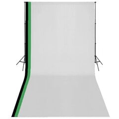 vidaXL fotostudijas fonu komplekts, 3 gab., regulējams rāmis, 3x6 m cena un informācija | Apgaismojums fotografēšanai | 220.lv