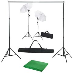 vidaXL fotostudijas komplekts – fons, lampas un lietussargi cena un informācija | Apgaismojums fotografēšanai | 220.lv