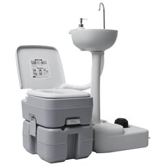 vidaXL pārnēsājama kempinga tualete ar izlietni, pelēka cena un informācija | Biotualetes | 220.lv