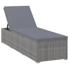 vidaXL sauļošanās krēsls ar matraci, pelēka PE rotangpalma cena un informācija | Sauļošanās krēsli | 220.lv