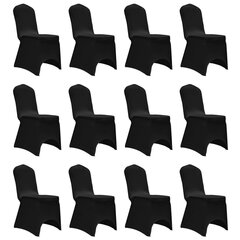 vidaXL krēslu pārvalki, 12 gab., melns elastīgs audums cena un informācija | Mēbeļu pārvalki | 220.lv