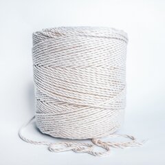 Macrame virve savīta 4,5 mm 345 m Krāsa dabiski balta 100% kokvilna cena un informācija | Tamborēšana | 220.lv