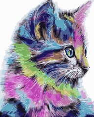 Komplekts gleznošana pēc numuriem 40x50 cm &quot;Colourful Kitten&quot; cena un informācija | Gleznas pēc numuriem | 220.lv