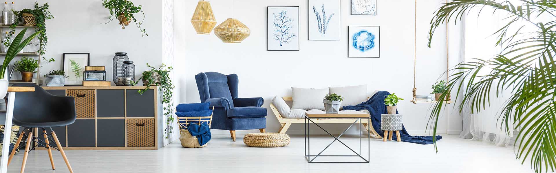 Trīsvietīgs dīvāns Mint, zils Skandināvu stils