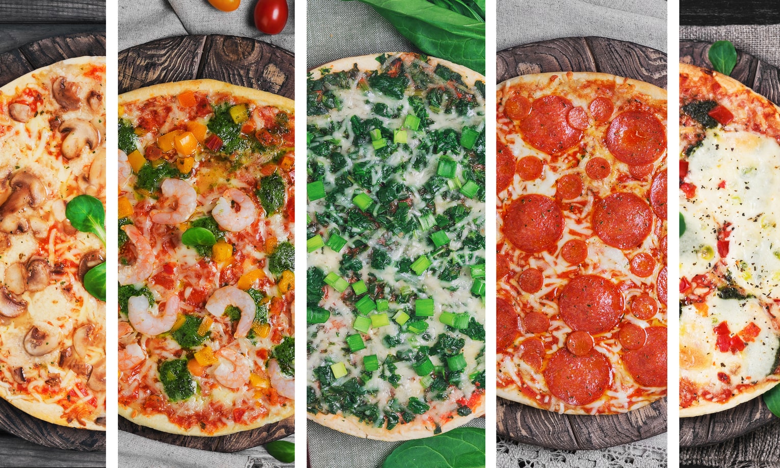 пиццы с разными вкусами